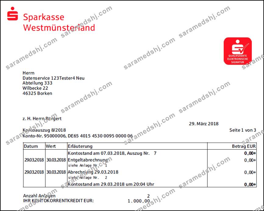 Germany Sparkasse bank statement